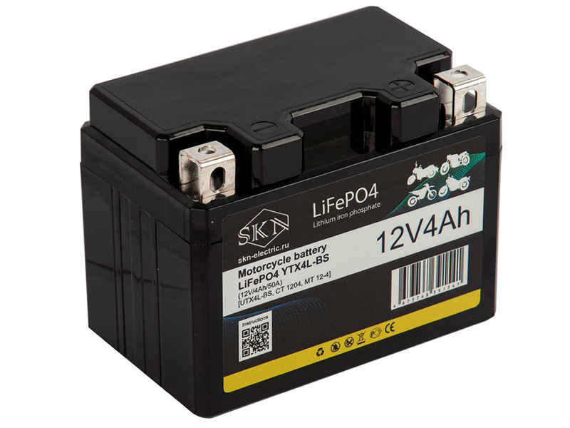 Аккумулятор для мототехники SKN LiFePO4 YTX4L-BS (12V/4Ah/50A) [UTX4L-BS, CT 1204, MT 12-4]